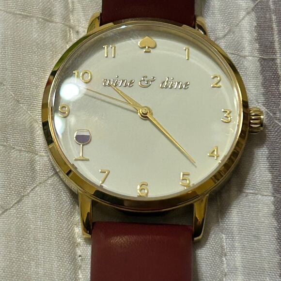 Kate Spade Women's Metro Watch Cream Dial Merlot Leather Strap KSW1188 Box - Picture 2 of 13